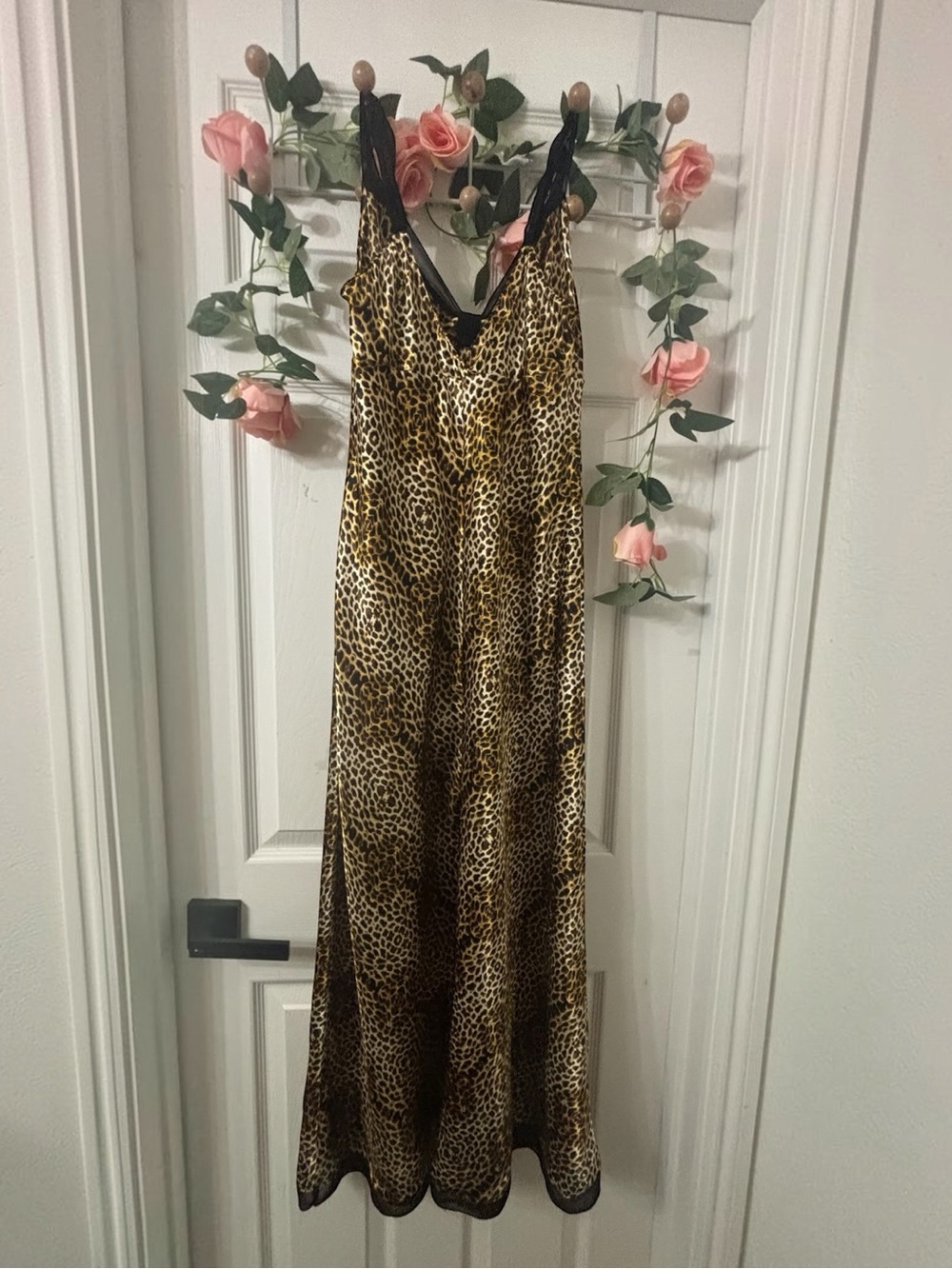 Oscar de la Renta Leopard Print Satin Slip Dress - Gold, Black